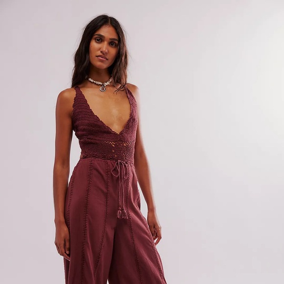 free people Freya Crochet One-PieceJumpsuit SZ M
